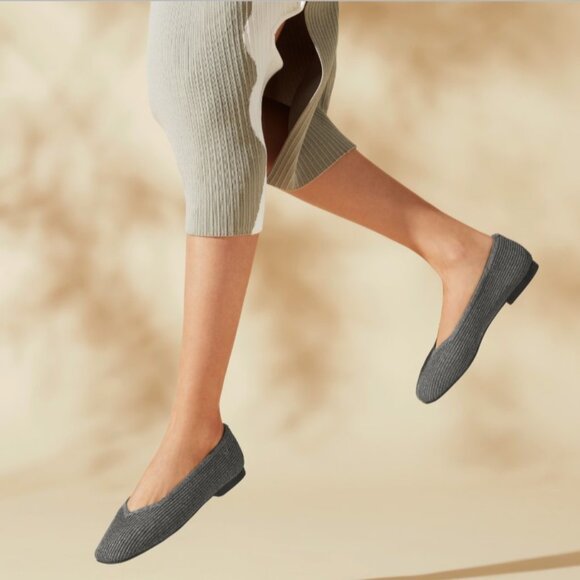 Vivaia Square-Toe V-Cut Flats (Margot 2.0) In Rich Grey, 38/US 7/7.5 - Picture 2 of 5